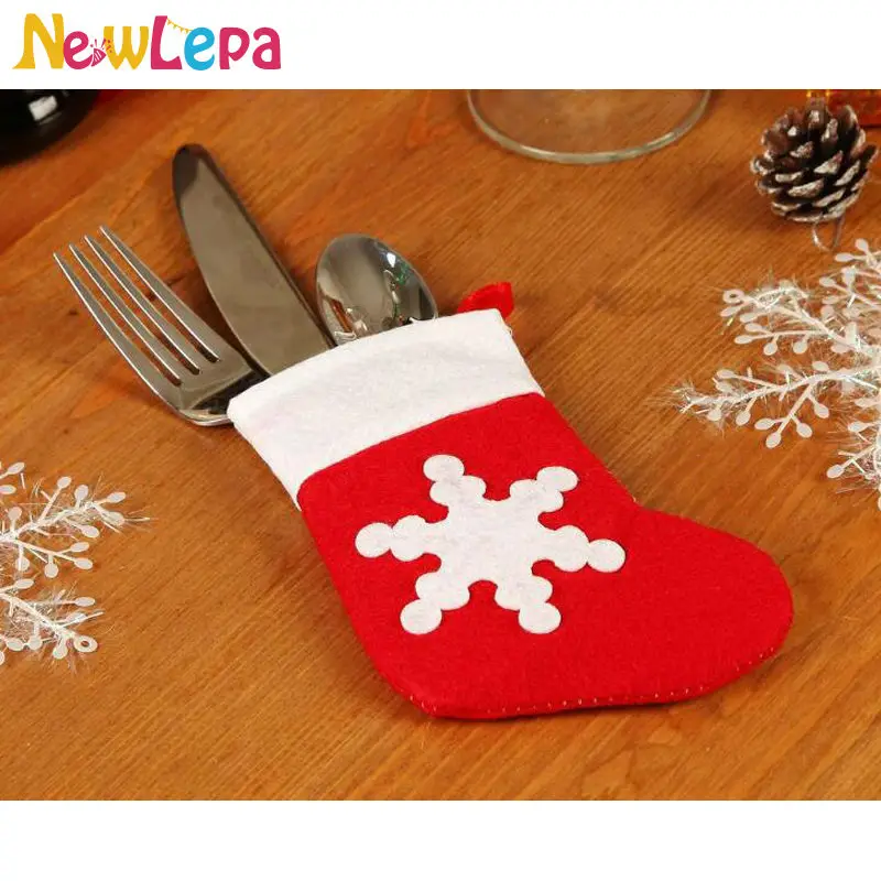 8 шт./лот рождественские чулки посуда столовые сумки Обеденный нож вилка
