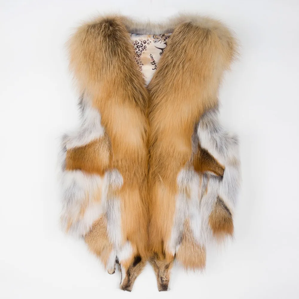 Real Fox fur vest luxury Natural Red Vest Gilet Winter Warm waistcoat Lady Fashion Fur Story FS17219 | Женская одежда