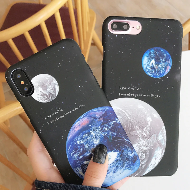 Universe Planet Stars Sky Space Moons Case for iPhone XS Max XR X 10 7 8 Plus 6 6s Matte Hard Cover Plane Airplane Mount Fuji | Мобильные