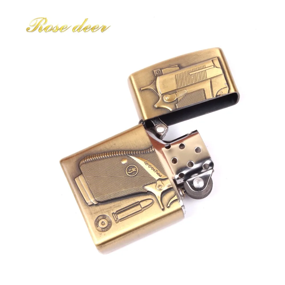 Metal Lighter Fashion Inflatable Bronze Ancient Silver Mirror Windproof Cigarette Kerosene lighter Smoking Fuel Lighters | Дом и сад
