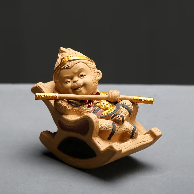Zen Feng Shui чайная Обезьяна Король украшения для автомобиля фиолетовая глина ручная