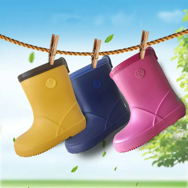 Детские резиновые сапоги капли дождя мягкие Однотонная Одежда для мальчиков и