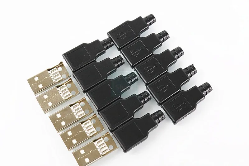 10 шт. 4-контактный разъем USB Type-A папа с черной пластиковой крышкой | Обустройство