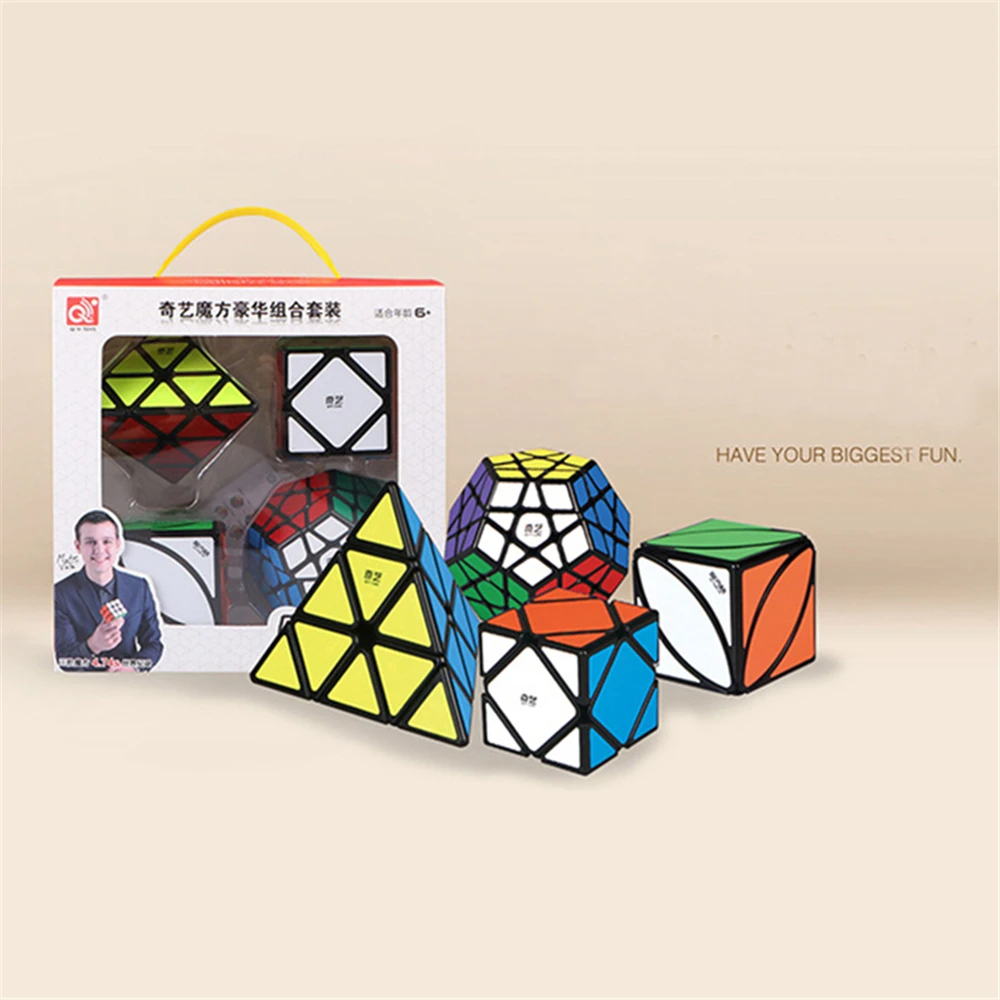 Qiyi Special Shaped Magic Cube Set Educational Toys for Brain Trainning - Black