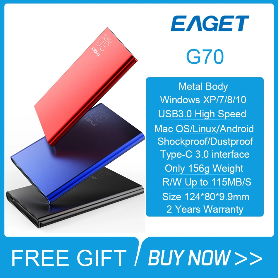 Eaget G70 2 5 &quotUSB 3 0 Металлический внешний жесткий диск ТБ 1 HDD disco duro externo портативный
