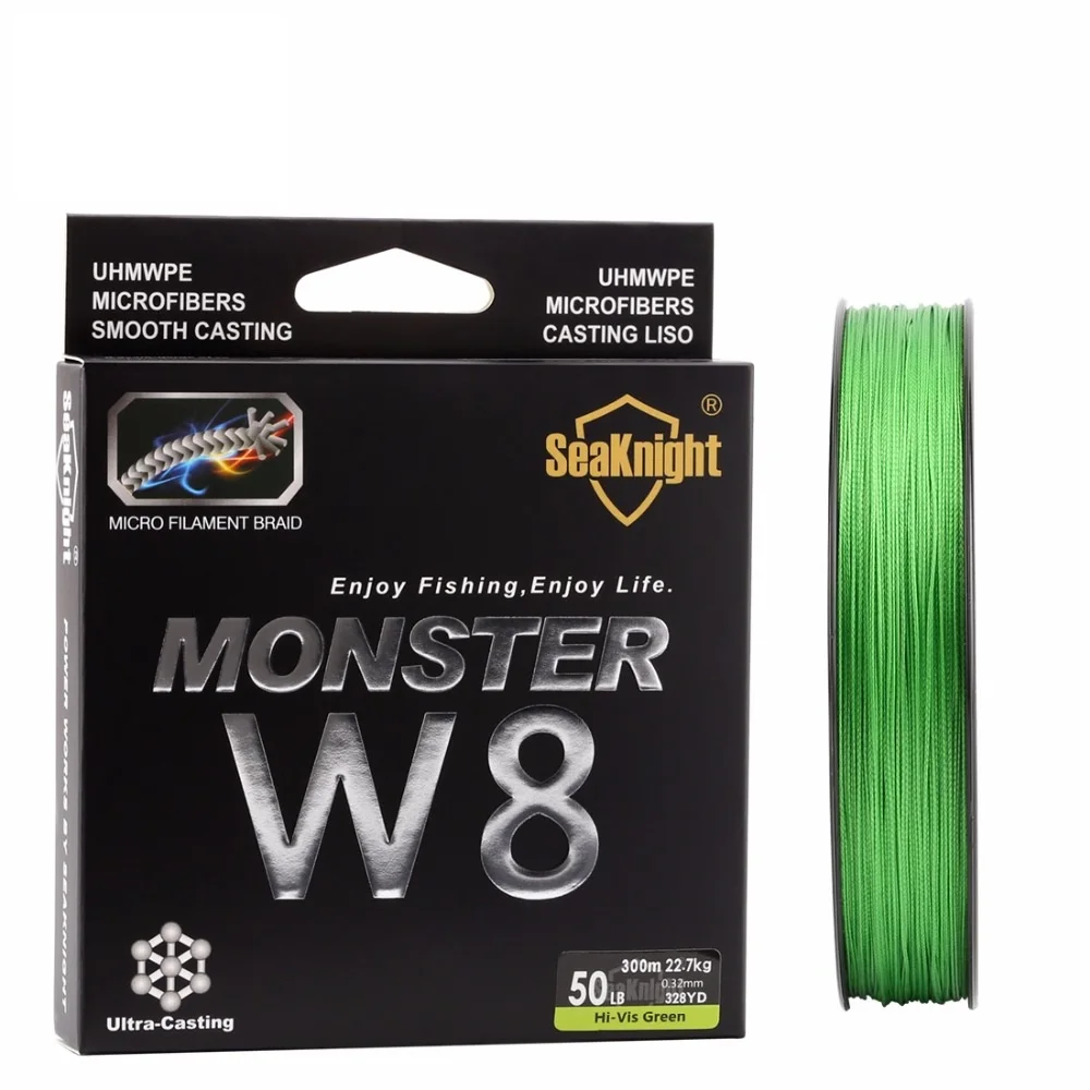 Новинка W8 супер сильная 300 м 8 прядей плетение PE плетеная леска Multifilament 20LB 30LB 40LB 50LB