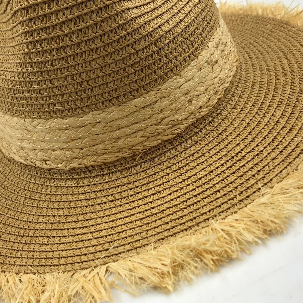 Женская соломенная шляпа Raffia Повседневная Соломенная в стиле джаз Пляжная лето