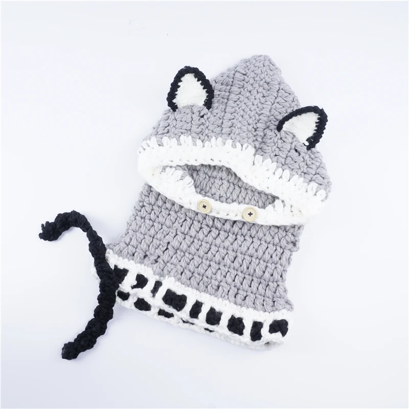 Детская шапка шарфы теплый реквизит для фотосессии зимняя вязаная шерстяная с