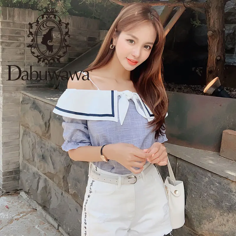 Женская блузка с открытыми плечами Dabuwawa Элегантная короткими рукавами