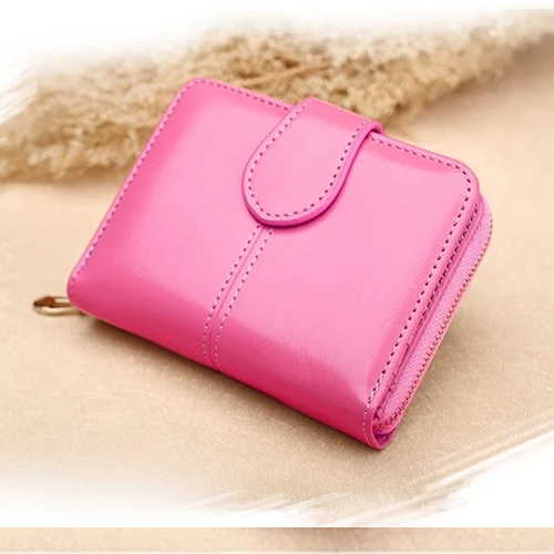 Hot Pink Роскошный брендовый кожаный маленький кошелек, Женский мини-клатч, короткий кошелек, кошельки, Женский кошелек на молнии, Карманный держатель для карт, кошельки, waman - Цвет: Hot Pink