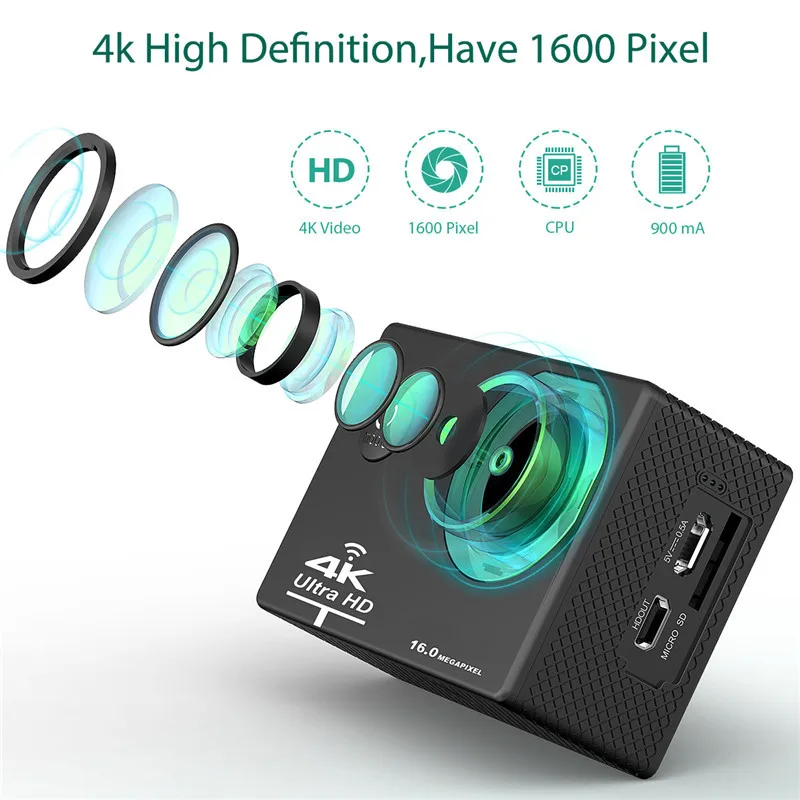 Новое поступление! Оригинальная Экшн камера BAPASCO Ultra HD 4 K 30FPS 30 м водостойкая 2 0