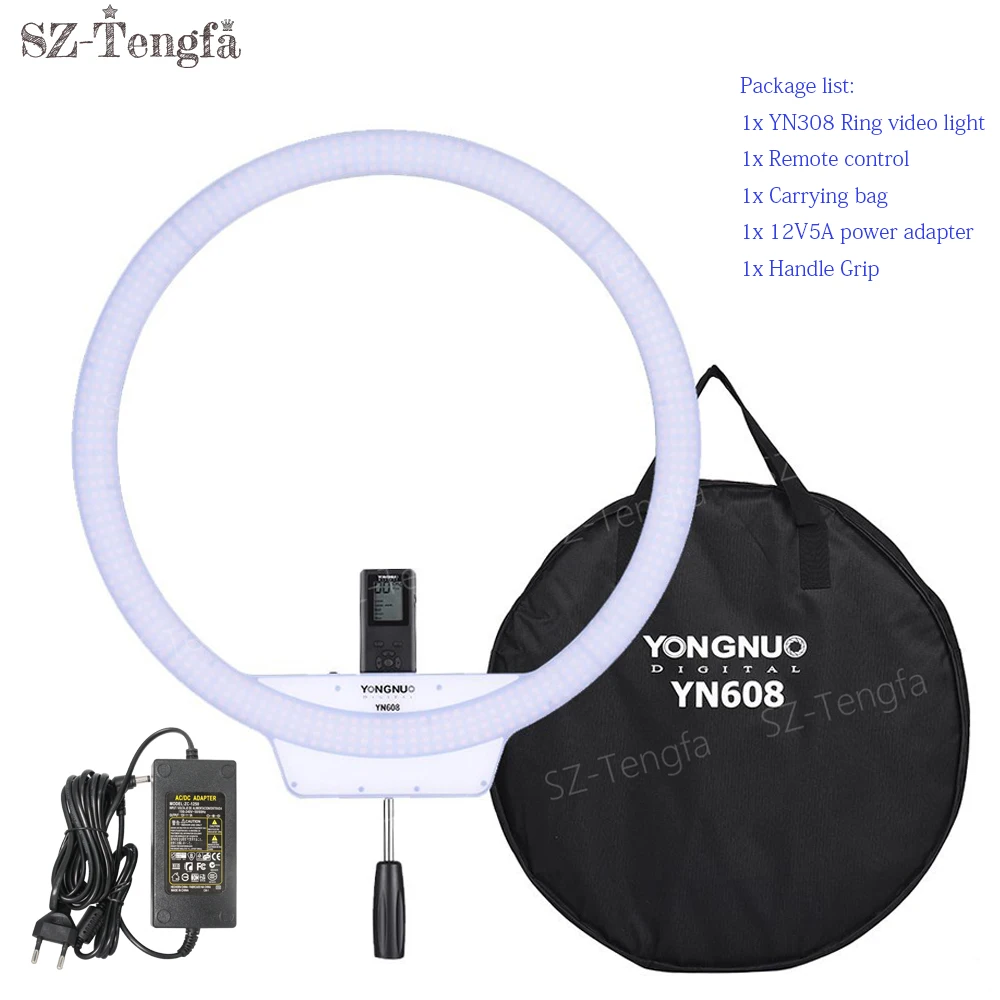 YongNuo YN608 кольцевая Светодиодная лампа 3200 K 5500 двухцветная температура и 5500K