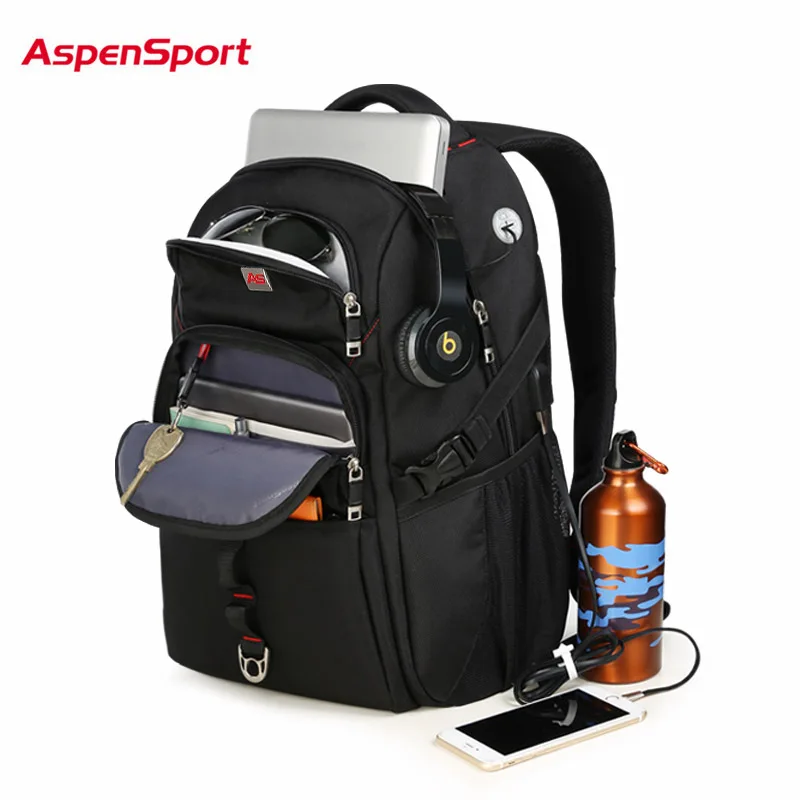 AspenSport рюкзаки для мужчин с USB зарядкой и защитой от кражи ноутбука мужские