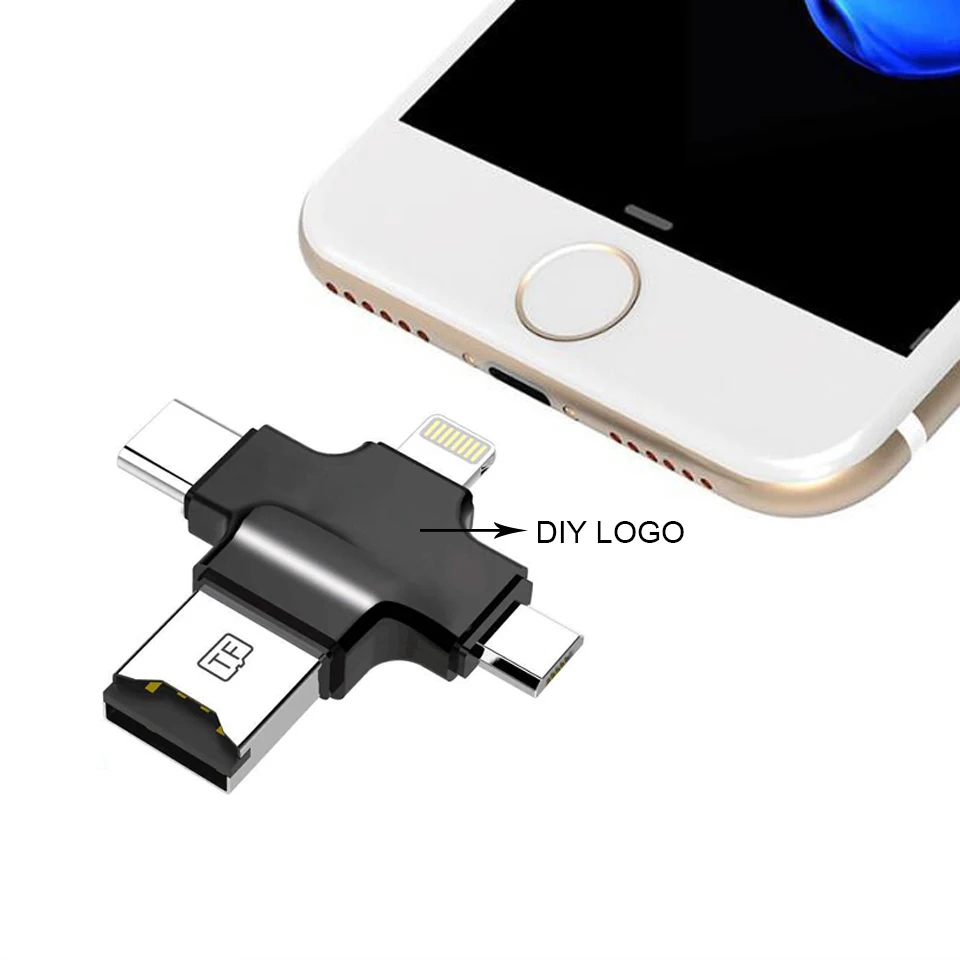 Ingelon 4in1 USB2.0 OTG Lightning Тип-C устройство чтения карт памяти карта mirco-SD для устройства чтения sd-карт "сделай сам" для iphone 6 7 8 плюс samsung S8 S9