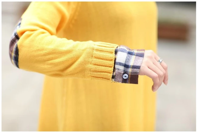 Free shipping 2014 autumn new fashion women's shirt collar in the long section hedging sweater coat | Женская одежда