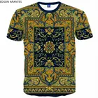 Мужская футболка с коротким рукавом, Винтажная футболка с цветочным принтом в стиле барокко, Повседневная Уличная одежда, 4XL, размера плюс