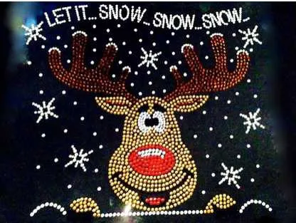 2 шт./лот пусть это снег Рождество олень горный хрусталь передачи железа на дизайн камень горячей фиксации