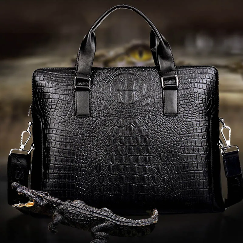 Брендовая новая деловая мужская сумка-тоут высококачественный крокодиловый