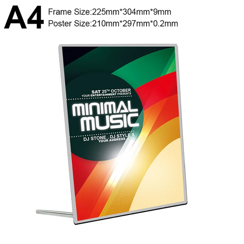 Silver Frame A4 Светодиодный светильник-рамка для рекламы A3, светодиодный светильник для ресторана и кинотеатра, алюминиевая рамка, светильник из закаленного стекла - Мощность в ваттах: Silver Frame A4