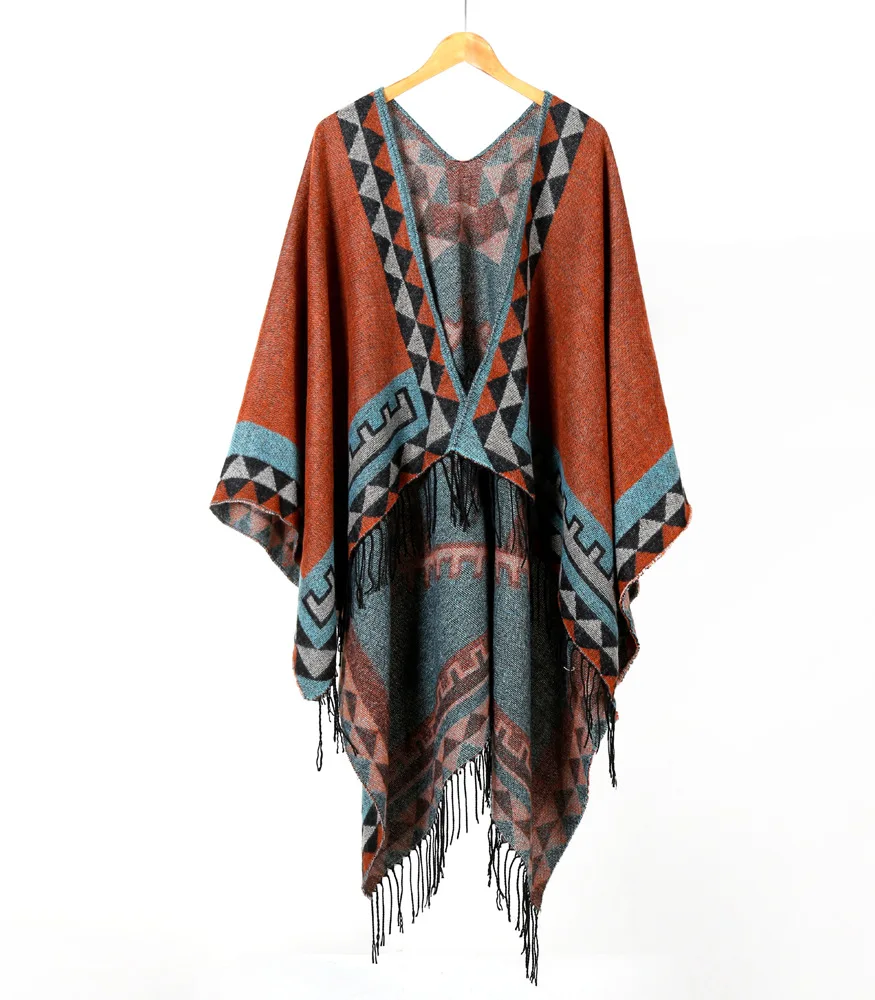 Осень-зима шарфы для Для женщин Кашемир пашмины Вязаное пончо накидка с