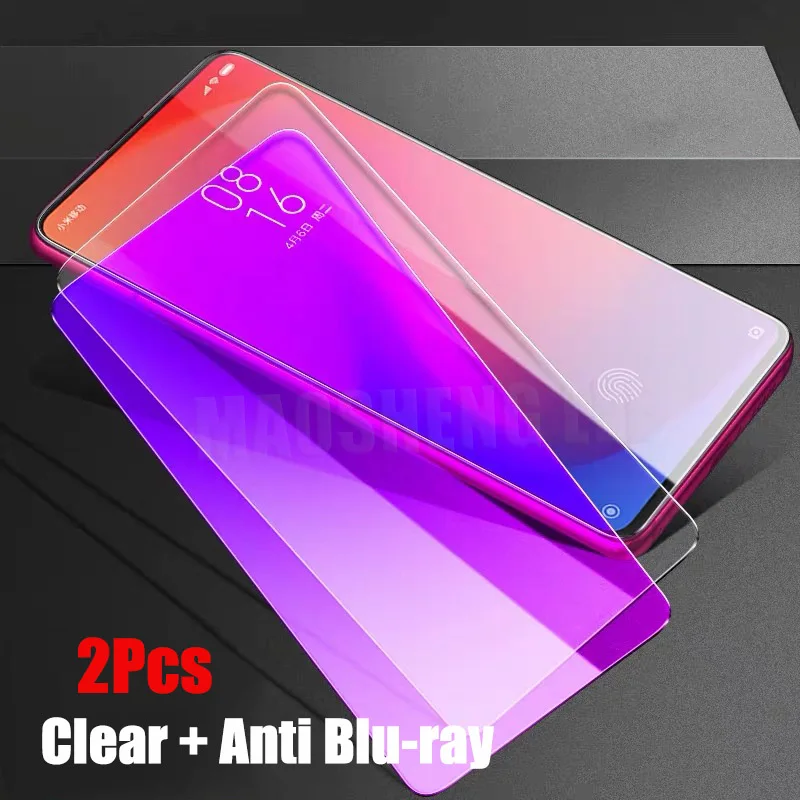HD and Anti Blu-ray 2 шт./лот, закаленное стекло для Xiao mi Red mi K20 mi 9T Pro, защита экрана, анти-Blu-Ray стекло для Xiaomi mi 9 T, защитное стекло - Цвет: HD and Anti Blu-ray
