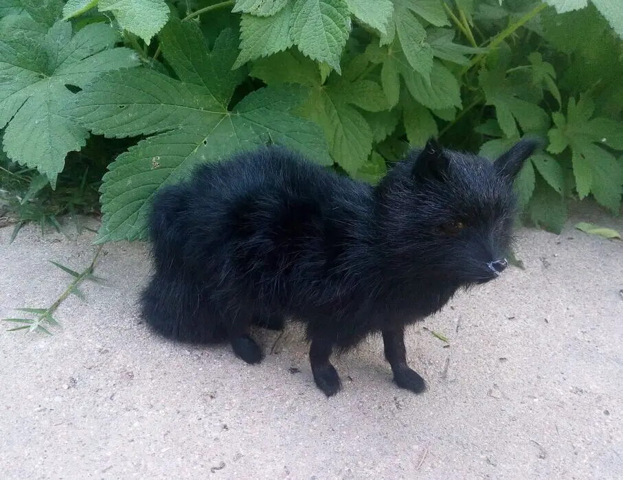 Модель вертикальной лисы, полиэтилен и Искусственная черная лиса около 16x12 см ручная работа, реквизит, украшение для дома подарок на день рождения A0066