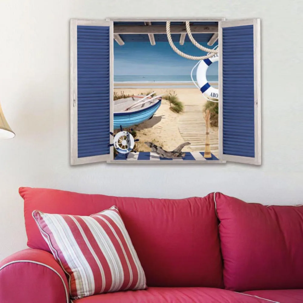 Креативные 3D наклейки на стену с фальш окном реалистичные для гостиной бара