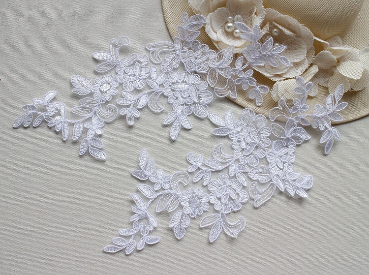 1 пара белая черная розовая вышитая нашивка-аппликация кружевные нашивки для