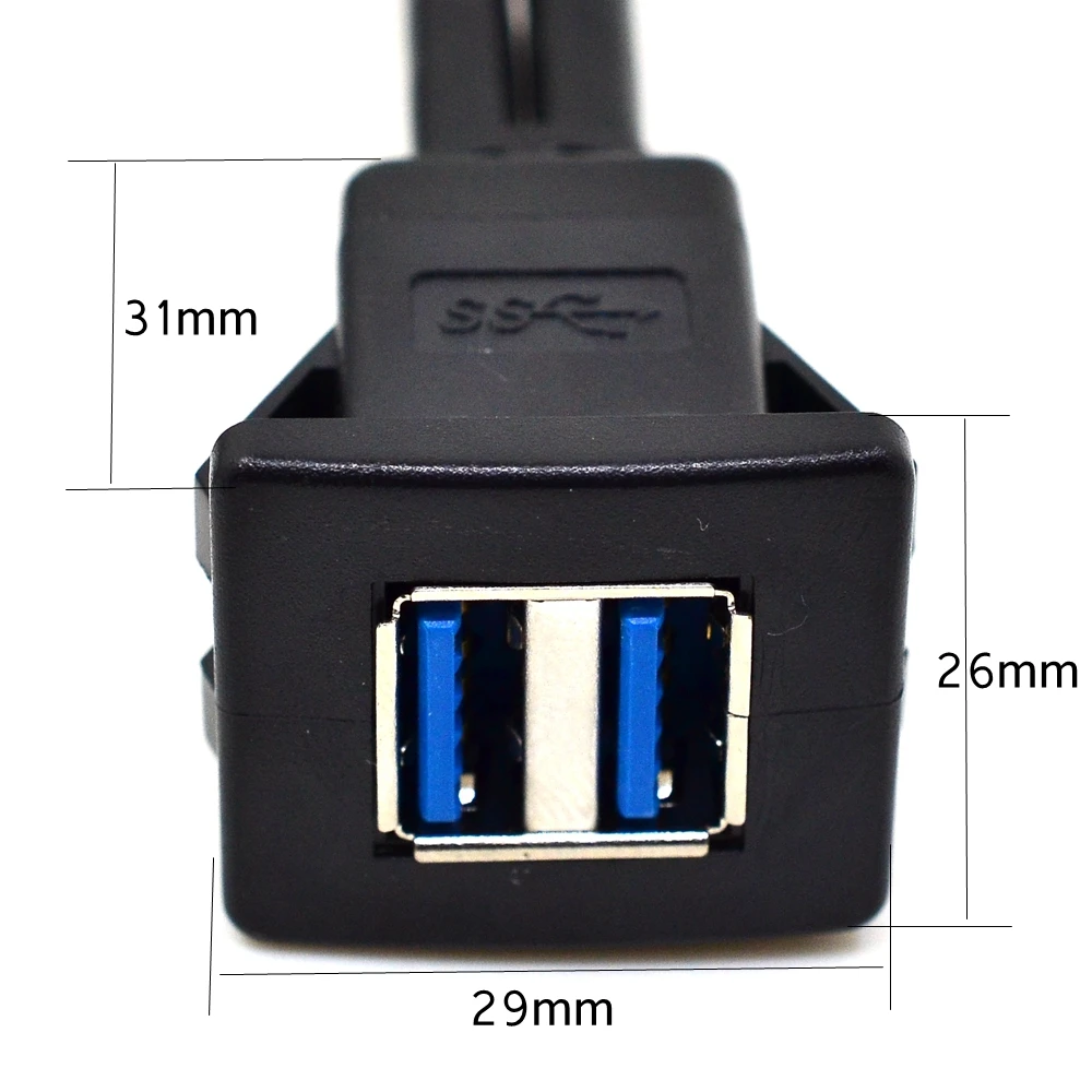1 м двойной квадратный удлинитель USB 3 0 для автомобиля с утапливаемым креплением
