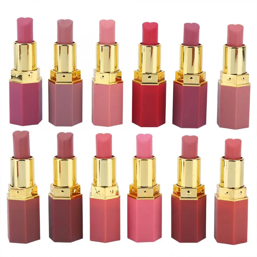 Матовая губная помада 12 цветов модная долговечная матовая Увлажняющая в форме