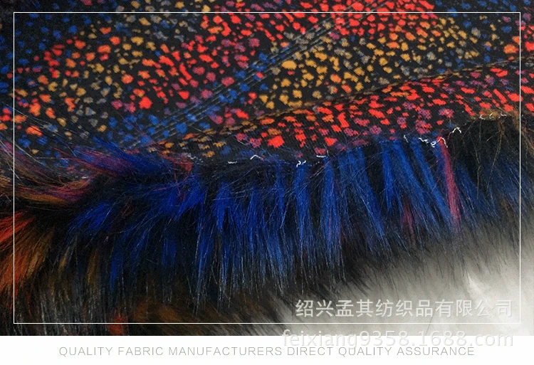 Жаккард красочные шерсть енота искусственный большой меховой воротник ткань