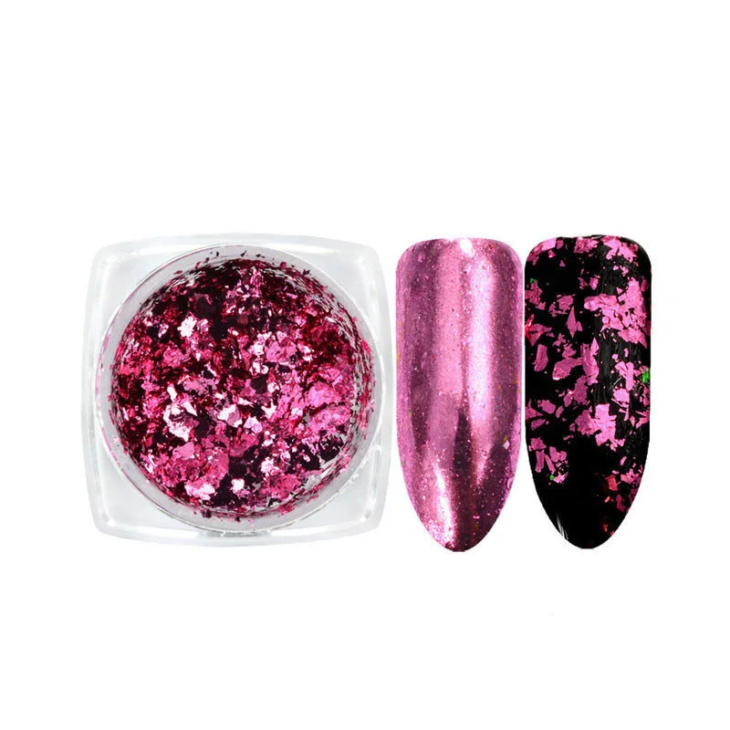 8 цветов/Набор ногтей Блеск алюминиевые хлопья эффект зеркальных порошки