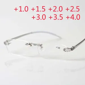 Пластиковые очки без оправы для мужчин и женщин, ультра-легкие очки TR90 для чтения, дальнозоркости, пресбиопические очки + 1,0 + 1,5 + 2,0 + 2,5 + 3,0 + 3,5 + 4,0