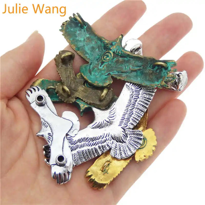 Julie Wang 7 шт. смешанный размер цвет Летающий орел Форма ожерелье из металлического сплава браслет Подвеска талисманы для женщин ручная работа DIY Ювелирные изделия Подарки