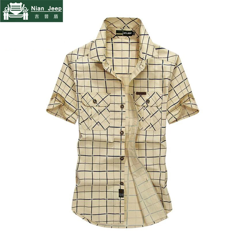 Летняя брендовая одежда, мужская рубашка, повседневные клетчатые рубашки, приталенная Мужская рубашка с коротким рукавом размера плюс 5XL, Camisa social masculina