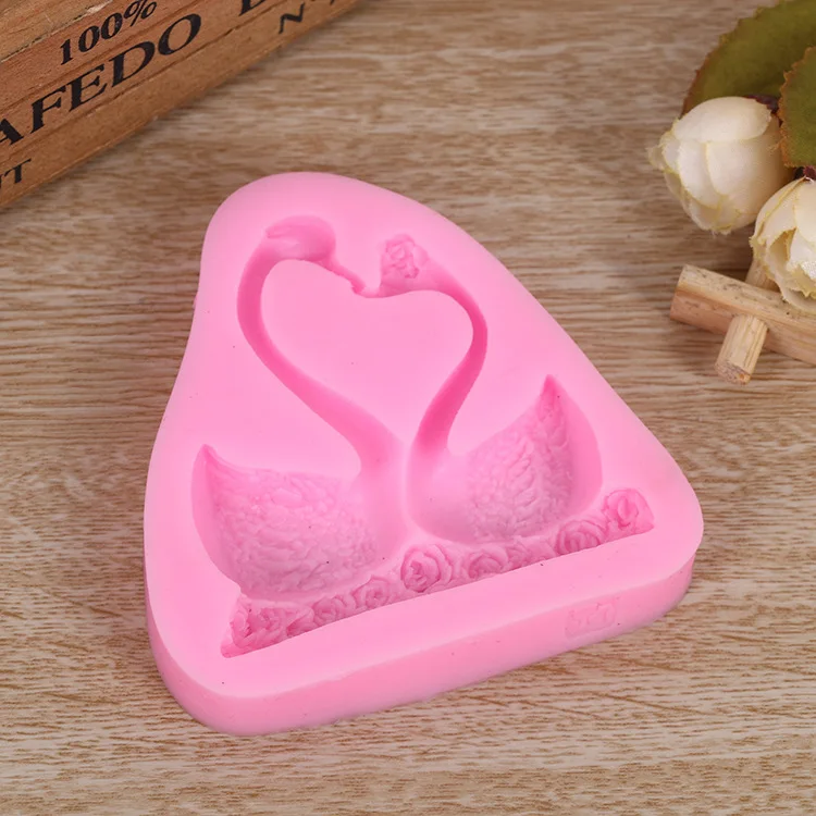4 стиля животных Лебедь на День святого Валентина любителей силиконового помадки мыло 3D форма для торта, капкейков желе Конфеты Шоколад украшения выпечки инструмент