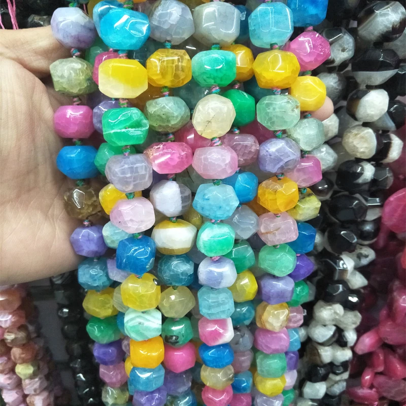

Irregular Cube Square Shape Spacer Genuine Colorful Agates Beads Loose Onyx Gem Stone Beads Strand 16" For Jewelry Making