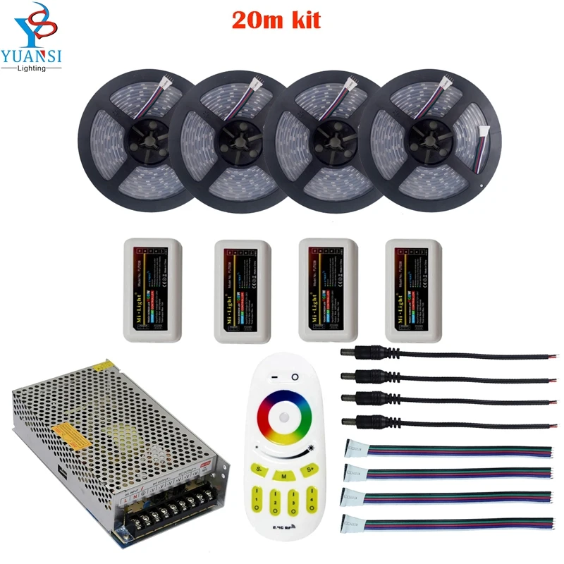 5 ~ 20 М 5050 rgbw rgbww (4 в 1) Светодиодная лента + Mi. light 2 4G 4 зонный светодиодный контроллер