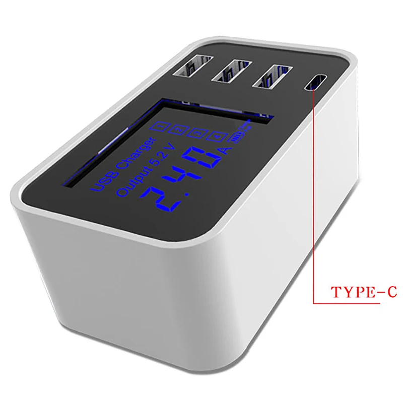 Светодиодный дисплей 3 порта Usb зарядное устройство с Type C для Samsung Iphone Ipad Быстрый