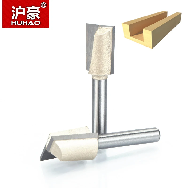 HUHAO 1pcs 1/4&quot Shank CNC Cleaning bottom router bit Woodworking Tools two Flute endmill bits for wood cutting tools | Инструменты