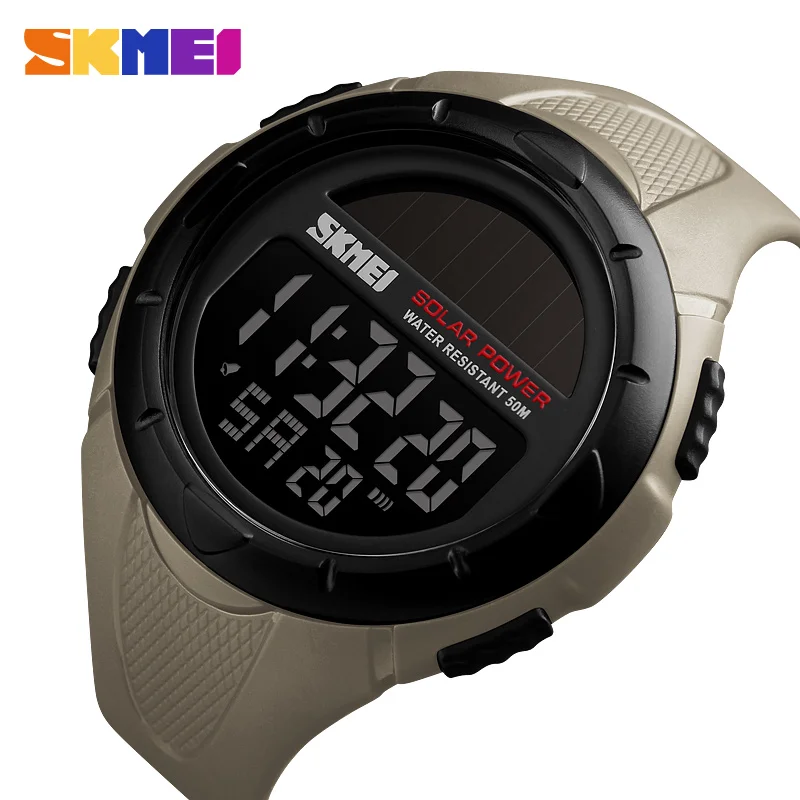 Skmei спортивные Luz солнечной моды для мужчин Reloj Цифровой Hombre Wtaches водонепроницаемый Топы Аналоговые часы с датой сигнализации хронограф Relogio
