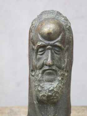 huij 008915 6&quotSino ancient Bronze Withered bark Bodhidharma Da Mo head Master Of Zen Statue |