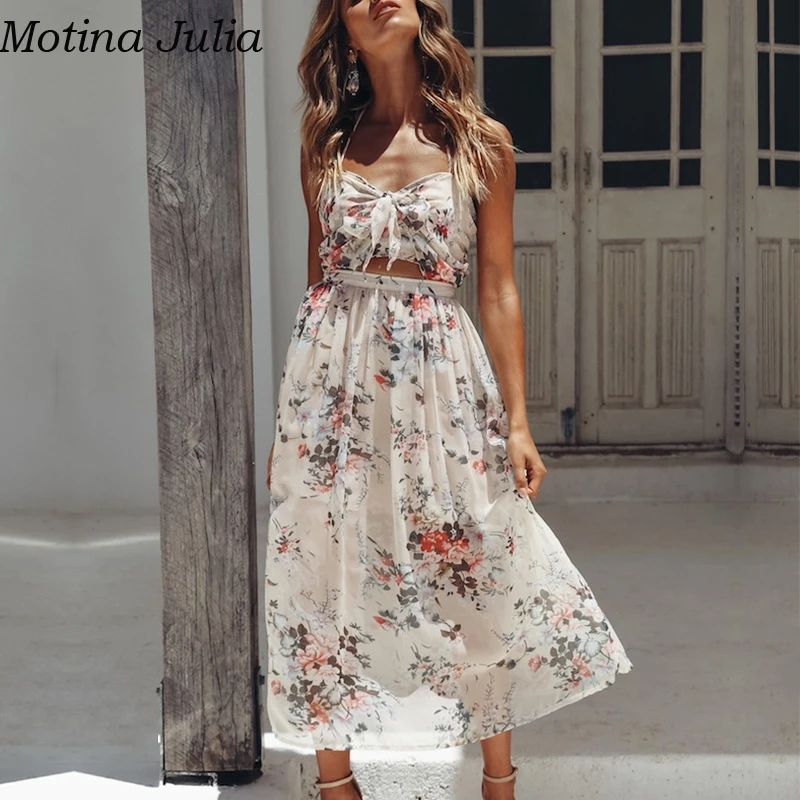 Motina Julia сексуальное длинное шифоновое платье с цветочным принтом женское летнее
