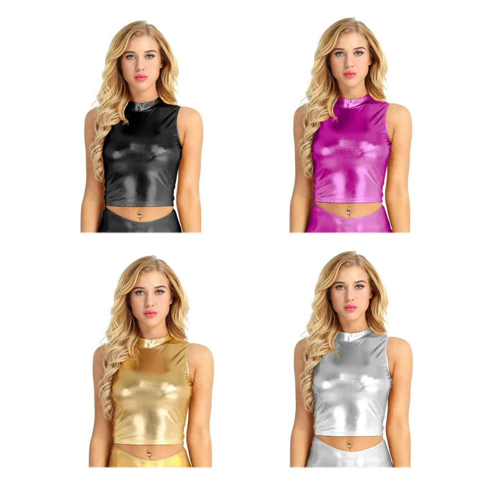 Женская модная водолазка из искусственной кожи с ложным воротником|Майки| |