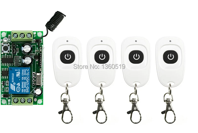 

Беспроводной мини-переключатель, релейный приемник, дистанционные контроллеры для выключателя света с белым водонепроницаемым передатчиком для гаражных дверей, 12 В постоянного тока