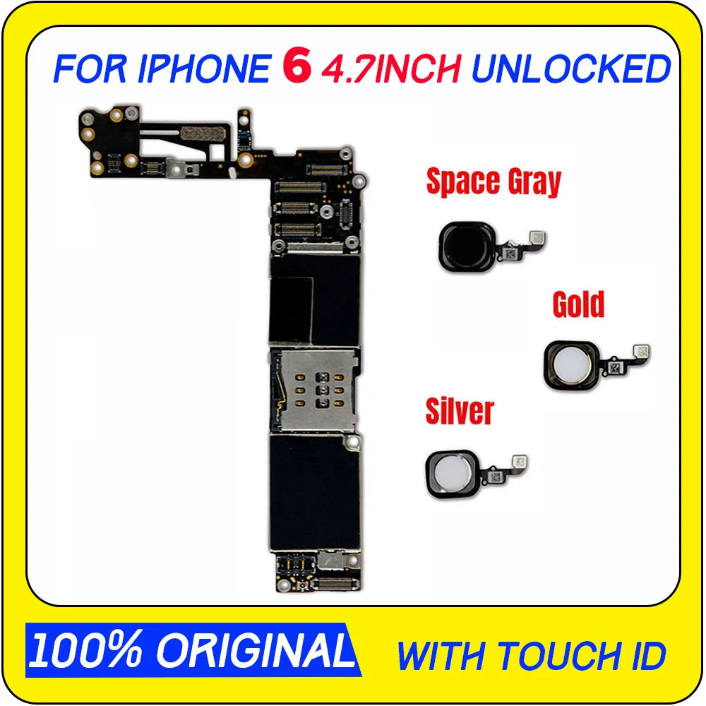 Логическая плата для iphone 6 материнская плата с/без сенсорного ID для iphone 6 оригинальная разблокированная материнская плата с чипами 16 Гб 4 выбор