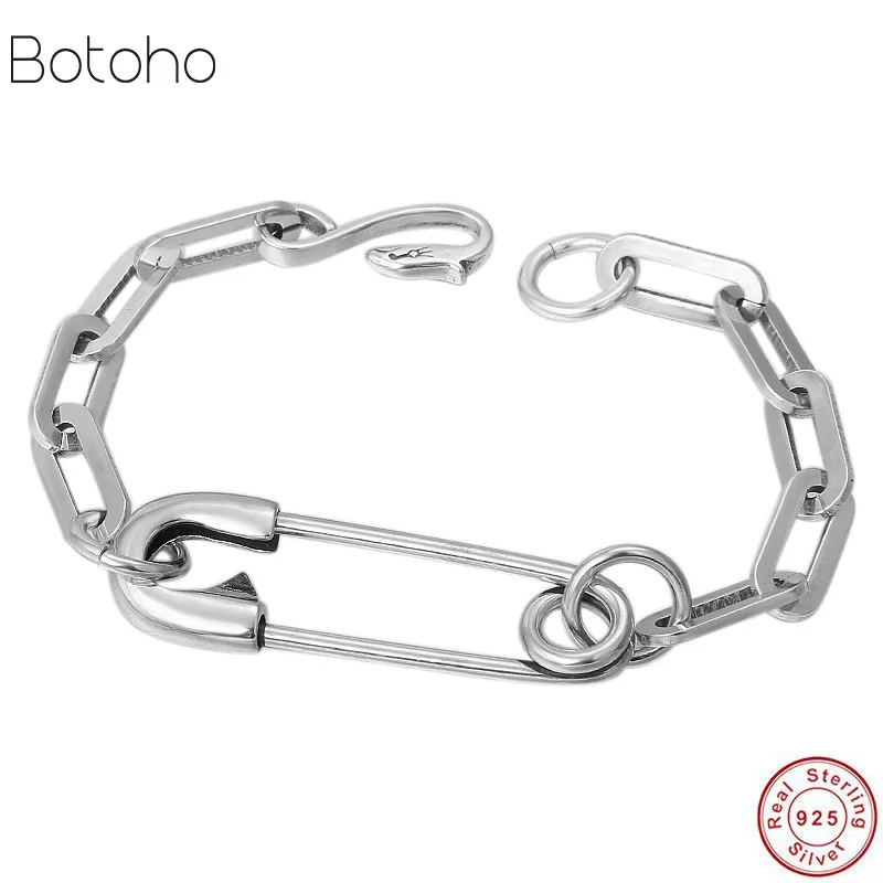 925 sterling silver men's bracelet jewelry retro Thai Korean fashion personality chain pin brooch men and women | Украшения и