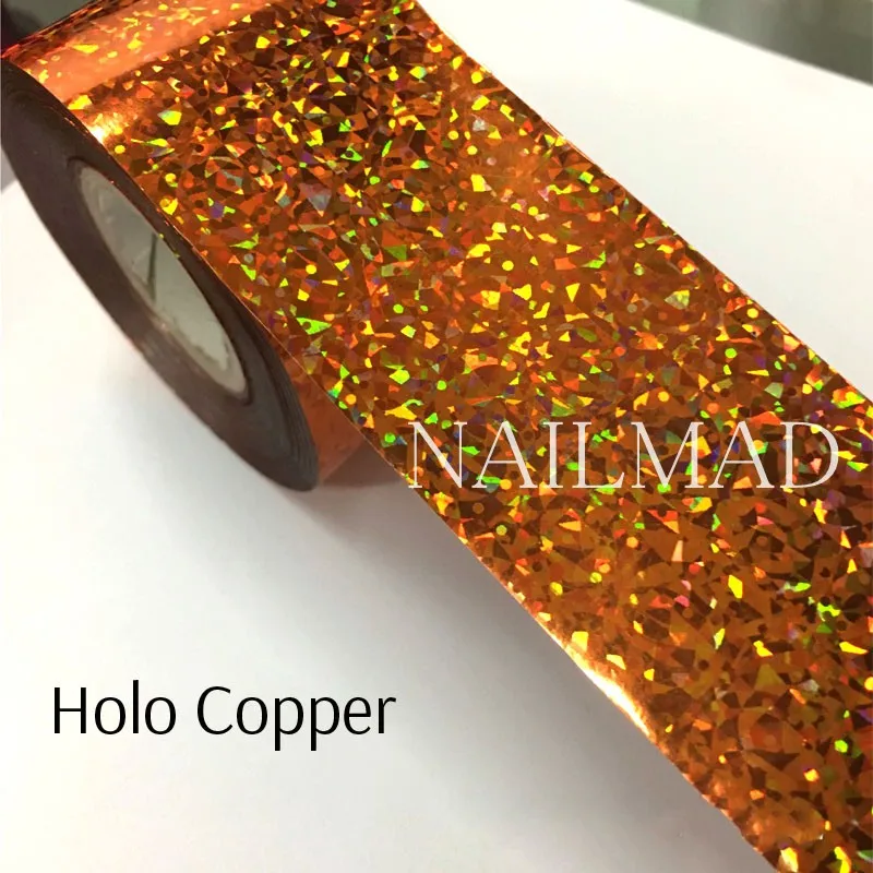 Holo Copper 1 рулон 120 м* 4 см Лазерная Радужная переводная Фольга для ногтей голографические точки песок Фольга для ногтей бумага дизайн ногтей Наклейка Маникюр украшение - Цвет: Holo Copper