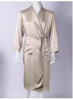 Men love silk heavy silk pajamas long sleeved robe long silk bathrobe silk clothing (Home Furnishing large code 1-12