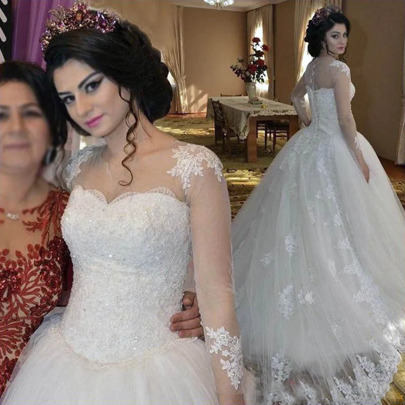 Lover Kiss Vestido De Noiva принцесса с длинными рукавами турецкие свадебные платья кружево